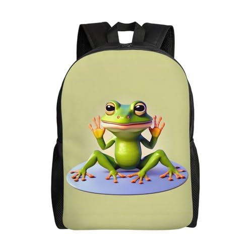 PHAYAH Mochila casual para laptop The Funny Frog Doing Yoga para homens e mulheres, meninos e meninas, mochila leve