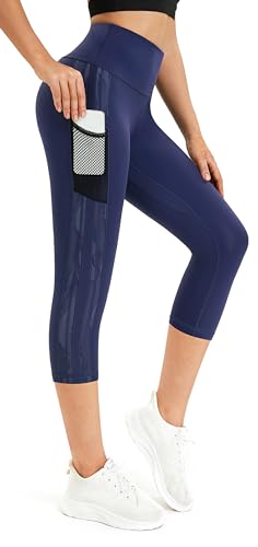 Flatik Leggings Women's 3/4 Women's Sports Trousers, Women's Opaque Running Trousers, Jogging Bottoms, Women's 3/4 Fitness Trousers, Running Leggings, Blue/print, M - Image 7