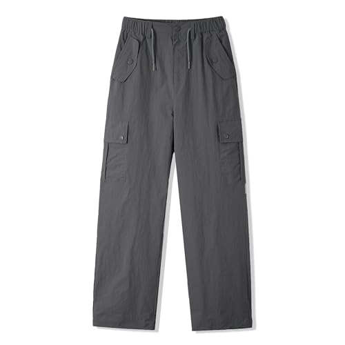Image of Rolanko Parachute Pants for Girls Y2K Cargo Trousers with Pockets Harajuku Jogger Pants Kids 4-14 Years