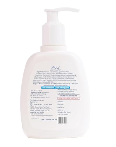 Image of Moiz Cleansing Lotion, Face & Body Cleanser for Sensitive Skin, with Aloe Vera & Pro-Vitamin B5, Soap, Paraben & Sulphate Free, 400ml