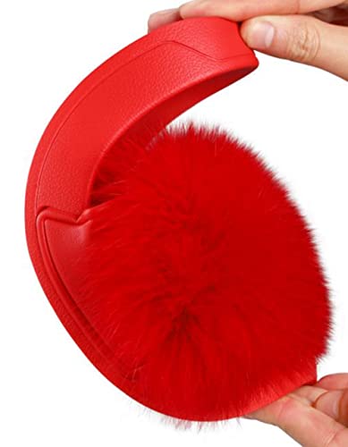 DAYISS Women Fox Fur Slippers Summer Colorful Feather Open Toe Slip On Sandals4