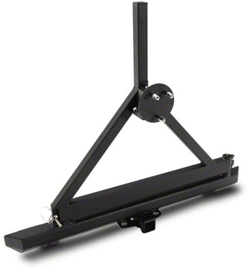 Miniatura 7 de Redrock Rock Crawler - Parachoques trasero 4x4 con portador de neumáticos; negro texturizado compatible con Jeep Wrangler YJ y TJ 87-06