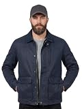 OctMoon Men’s Vintage Workwear Jacket - Cotton Blend Utility Coat, Padded Retro Fall Winter Outerwear with Multi-Pockets (Navy)-XXL