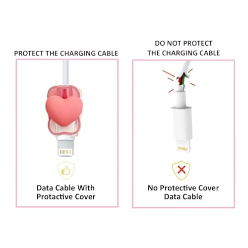 Image of EDNITA Charging Cable Protector with 3D Cute Pink Heart Pattern for iPhone 18W & 20W | Flexible Silicone Cable Saver