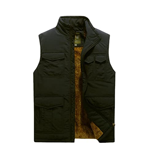 Gilet polaire sans manches homme imperméable chaud avec plusieurs poches Noir taille XXL