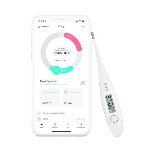 Ovy® Basalthermometer zur Zykluskontrolle I Eisprung-Messgerät zur Berechnung fruchtbarer Tage bei Kinderwunsch (NFP) I hormonfreie Empfängnisregelung I App mit Datenspeicherung auf deutschem Server