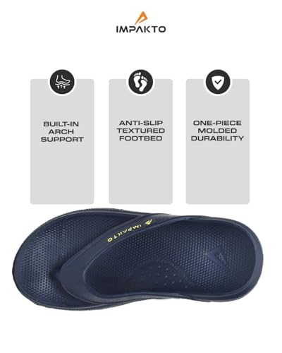 Image of Impakto Men's Arch Support Flip Flops | Lightweight & Bounce-Back Slippers | Soft Cushioned Footbed | Regular Wear Chappal for Home, Casual & Outdoor Use