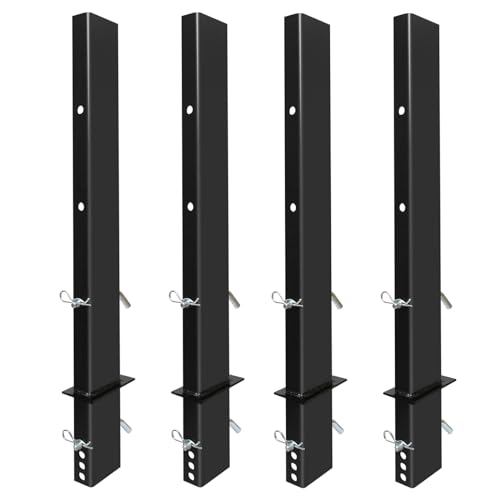 SALUINOKI 4 Pack Upgraded 30 inch Pipe Stake Black for Flatbed Trailer with 1/2 D Ring Welded, 30 inch Flatbed Trailer Stake Side Rail
