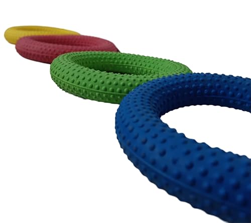 Tima Deck Tennis Rings: Outdoor Party, Beach & Playground Game for Adults, Kids & Families - Set of 4 Rubber Disks for Tennikoit Games (Dotted)