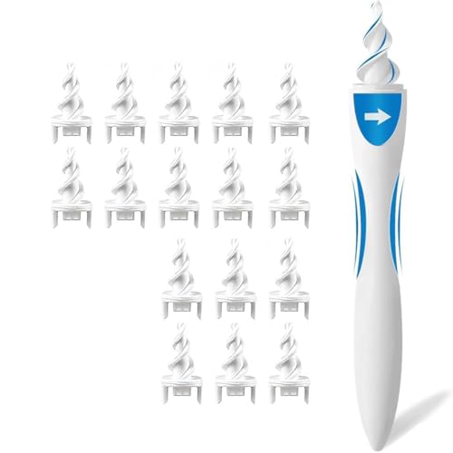 JKJ&ZXZ Earwax Remover Q Handles Ear Cleaner Suitable for Children and Adults Improved 360 Degree Spiral Ear Cleaning Set Made of Silicone (with 16 Washable Replacement Heads
