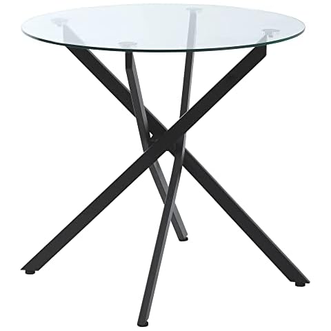 Mesa de Comedor Redonda HOMCOM con Cristal Templado Cover