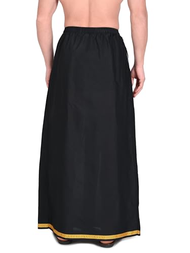 Image of Gowri Tex Black Elastic Dhoti Wth Dual Packet Pack of 1