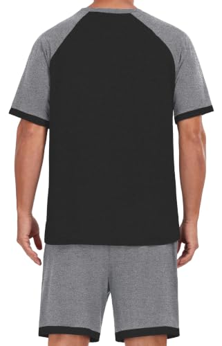 Image of Mens Pajamas Set Lightweight Summer Pjs Sleepwear Soft Comfy Short Sleeve Loungewear With Pocket (S-4X)