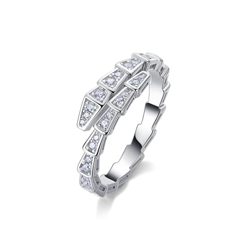 Bague serpent moissanite 2,5CTW VVS1 éclat joaillerie argent S925