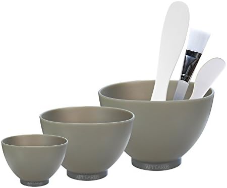 APPEARUS Facial Mask Silicone Mixing Bowl 6-PC Set - Professional Spa Face Mask Mixing Tool (Dark Gray)