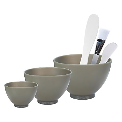 APPEARUS Facial Mask Silicone Mixing Bowl 6-PC Set - Professional Spa Face Mask Mixing Tool (Dark Gray) Cover