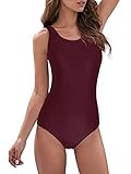 Women's One Piece Swimsuits for Women Athletic Training Swimsuits Swimwear Racerback Bathing Suits for Women Red Wine 02 Large (fits Like US 10-12)