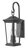 Hinkley Bromley Medium LED Wall Mount Lantern, Museum Black, 120V – Add Security to Porches, Patios, Exterior Spaces with Durable LED Outdoor Lighting, Includes 2-5w Cand. LED Lamps, 2364MB-LL