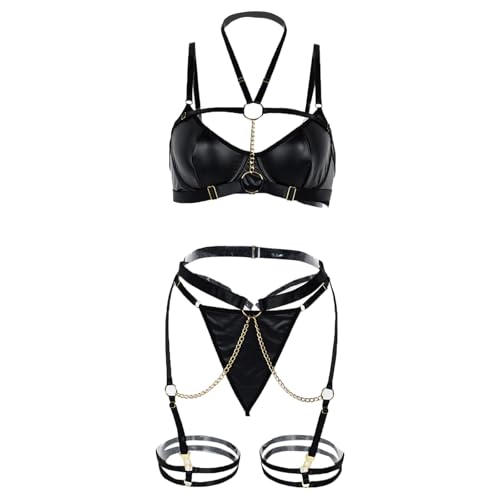 Ensemble lingerie séduisante souple chaînette sous-vêtement sexy femme nuit coquine