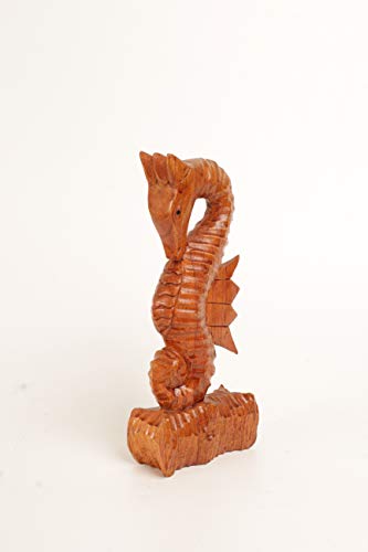 Brave Wings Estatua de madera tallada a mano, caballito de mar de madera, adorno de madera, decoración de mesa, regalo para Navidad – 2548