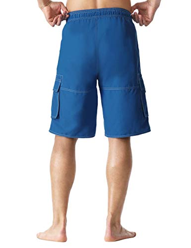 Nonwe Men's Swim Trunks Long Elastic Waist Quick Dry Beachwear Breathable For Water Sports Blue 36 #TOP2