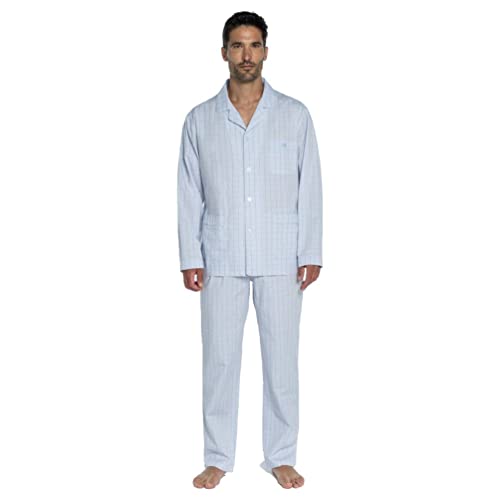 GUASCH pijama de hombre de tela cuadros camisero PC141 D821 - color: CELESTE