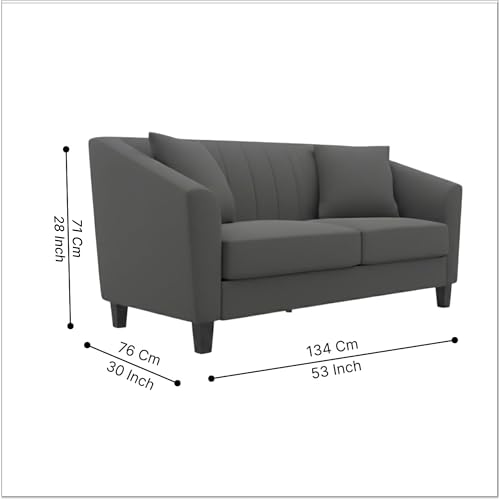 Image of Avion Natalia 3+2 Seater Sofa Set with Ottoman for Living Room Dark Grey | Modern 6 Person Sofas Furniture | Fabric Sofa Set 6 Seater Couch for Guests Room Festival Gifts