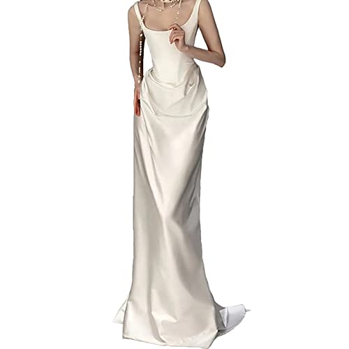Robe de bal chic et légère sans manches pour réception de mariage