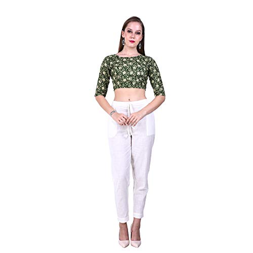 Image of Fressia Fabrics Pure Cotton Kalamkari Print Readymade Saree Blouse for Women