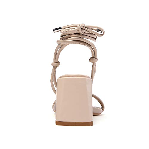 Vivianly Women'S Lace Up Chunky Heel Sandals Strappy Straps Ankle Wrap Heels thumb #4