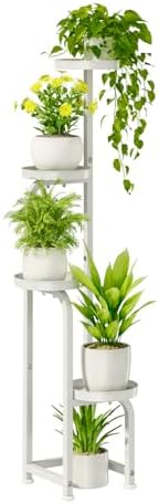 Bamworld Bamworl Blumenständer Metall Weiss Pflanzenständer Blumentreppe Indoor 4 Etagen robustes Pflanzenregal für Terrasse Garten Balkon Wohnzimmer Schlafzimmer