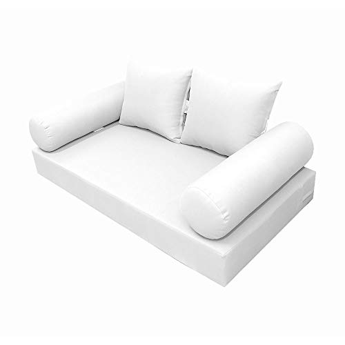 Prolinemax Style 4 - Mattress & Pillow Bolster Cushion for Outdoor Indoor Daybed Porch Swing Bed Knife Edge Twin Size AD106 | Covers ONLY |