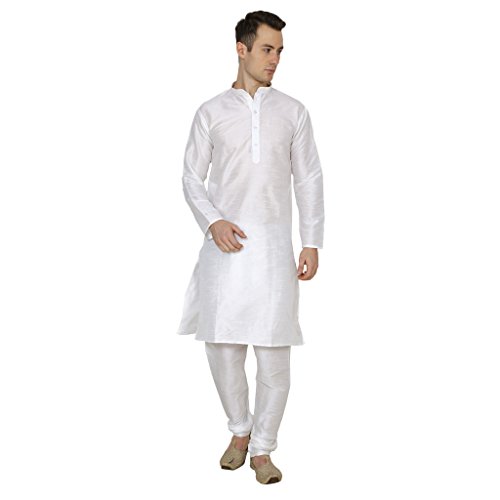 Pijama de mezcla de seda blanco para hombre Royal Kurta talla 44 un conjunto tradicional elegante