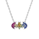 DC Comics Batman Stainless Steel Crystal Necklace, Official License