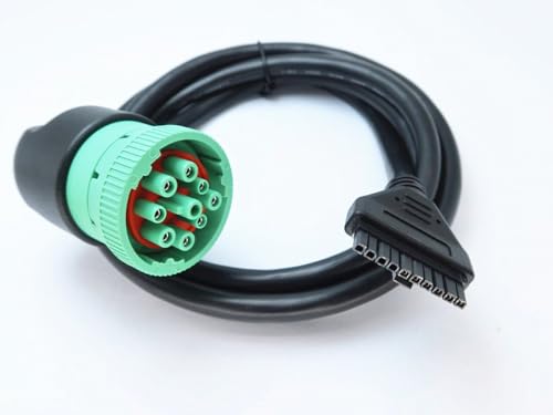 Green 9pin J1939 to 10pin Cable for PT30 ELD Logbook Compliant ECM w/DOT, Compatible with Most Trucks Freighliner & Kenworth, etc