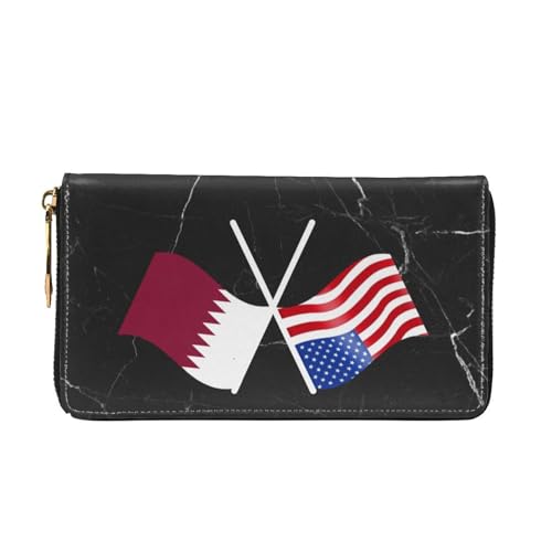 American And Qatar Flag Wallet Card Bag3