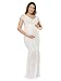 JustVH Women's Off Shoulder V Neck Short Sleeve Lace Maternity Gown Maxi Photography Dress