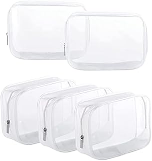 5 Pcs Clear Toiletry Bags, Clear Cosmetic Bags, Clear Makeup Bags Transparent Toiletries Bags Lightweight Waterproof Organizer Storage Easy to Carry.
