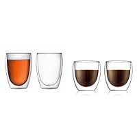 Bodum Double Wall Glass, Pavina 2pcs, 350ml, 4559-10 and Bodum Double Wall Glass, Pavina 2 pcs, 250ml, 4558-10