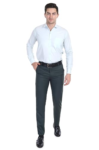 Image of Men's Stretchable Solid Plain Formal Trousers - Regular Fit Stylish Pants for Office & Party, Fashionable Dress Trousers for Men