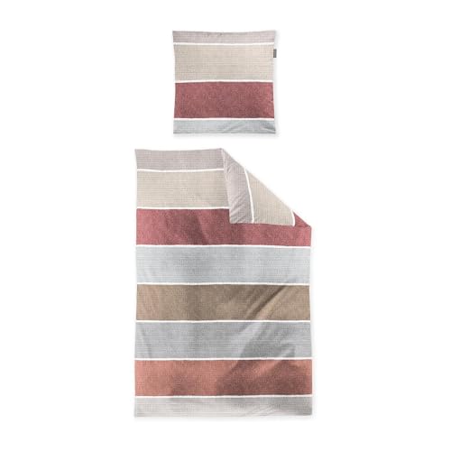 Irisette Bed Linen Soft Seersucker Red Size 135 x 200 cm (80 x 80 cm)