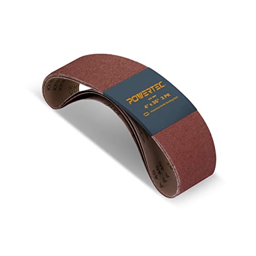 POWERTEC 110123 4 x 36 Inch Sanding Belts | 400 Grit Aluminum Oxide Sanding Belt | Premium Sandpaper – 3 Pack