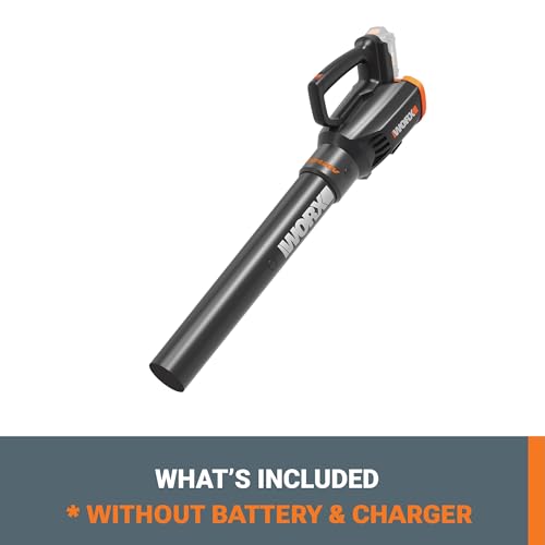 WORX WG547.9 20V Cordless Leaf Blower, Electric Blower with Turbine Fan, Blowers for Lawn Care with 2 Speed Control, Battery & Charger Not Included