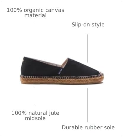 Image of VISCATA Barceloneta Espadrille Canvas Women's Flat Slip On Shoes Handmade in Spain Fashionable Organic Cotton Canvas Lightweight Material with 100% Natural Jute Midsole for All Casual Occasions