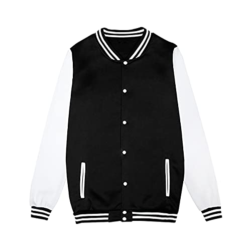Womans Baseball Jacket Varsity Fleece Jacket Button Down Shirts Tops Long Sleeve Sweatshirt Party Casual Blouses (A,S,Small) #TOP2