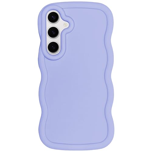 WOGROO Slim Fit Case for Samsung Galaxy A15 5G/4G, Wave Frame, Cute Soft TPU Thin Protective Phone Cover for Women, Light Purple