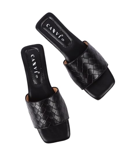 CANVI Stylish | Fancy | Comfortable Women Sandals Flats Sandals for Women And Girls Slip On Cute Comfortable Dressy Open Toe Sandal Beach Shoe (Black, 8) (B0CYLT6618) Amazon Price History, Amazon Price Tracker