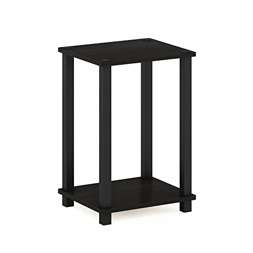 nightstand black espresso - Furinno Simplistic End Side Night Stand/Bedside Table with Stainless Steel Tubes, 1-Pack, 1-Tier Plastic Poles, Espresso/Black