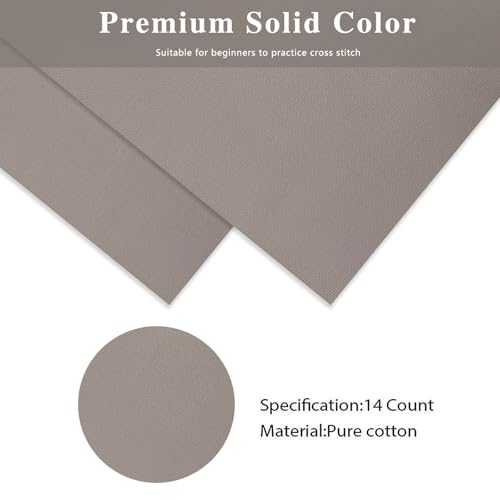 Image of 14CT Aida Cloth - 30x35 Inch Cross Stitch Fabric for Embroidery, Pre-Cut Needlework Material, Acid-Free, Durable Weave(Light Coffee Color)