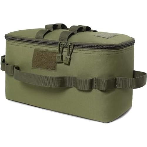 CHEYLIZI Outdoor Camping Storage Bag Gas Stove Canister Pot Carry Bag Picnic Bag Cookware Utensils Organizer Green